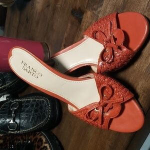 Franco Sarto Leather Healed Sandals. ORANGE Size 7.5 Womens